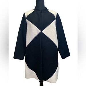 Raoul Black and White Geometric Wool Coat